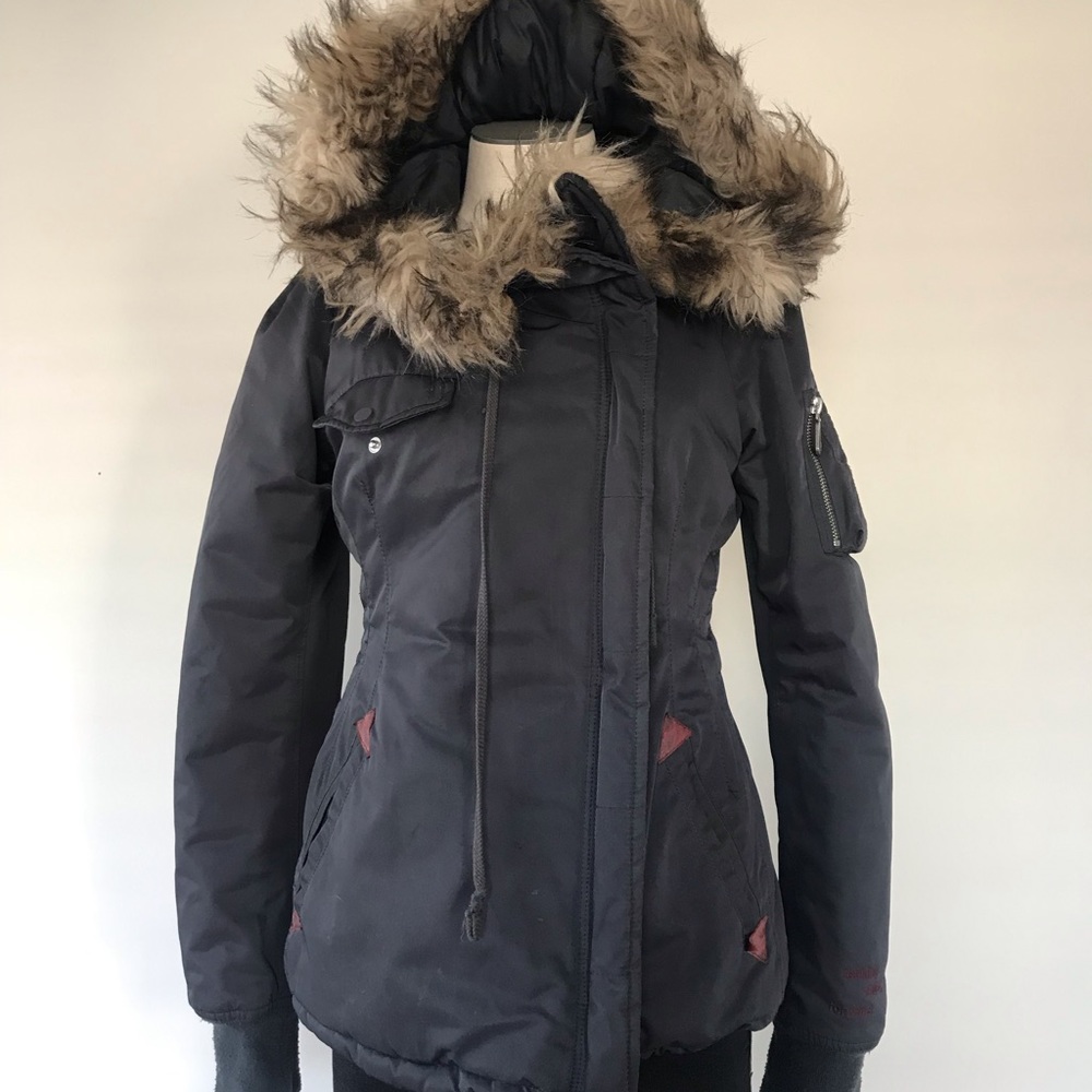 Odd Molly 273 side zip Parka in Charcoal